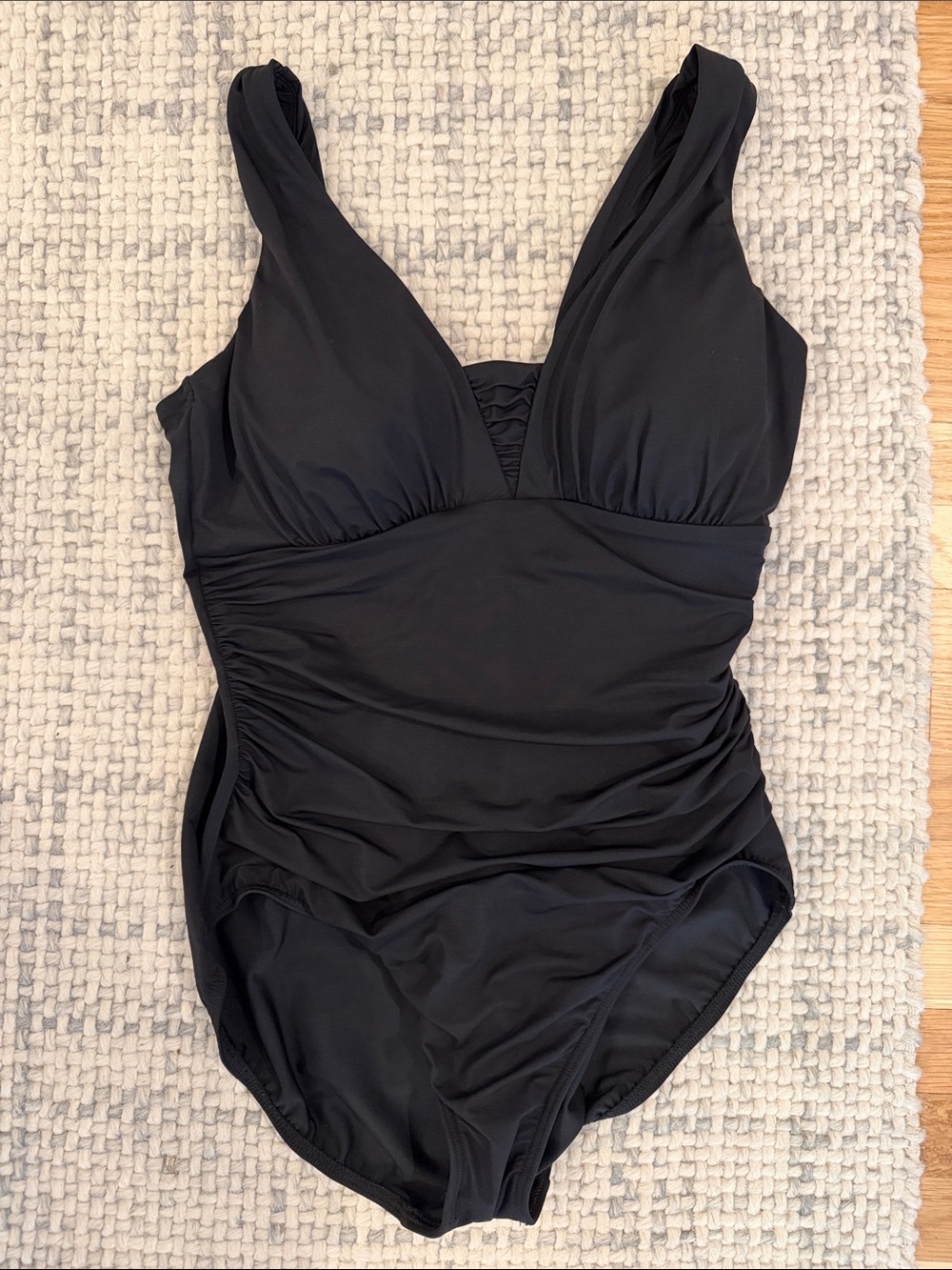 Lands' End Slender Grecian Black One-Piece Swimsuit